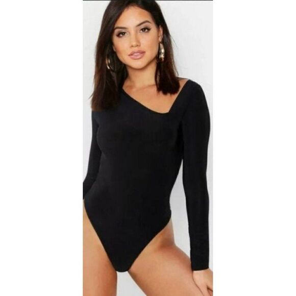 7 For All Mankind Asymmetrical Long Sleeve Bodysuit Size S - Picture 6 of 11